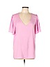 Ann Taylor 100% Polyester Pink Short Sleeve Blouse Size L - photo 1
