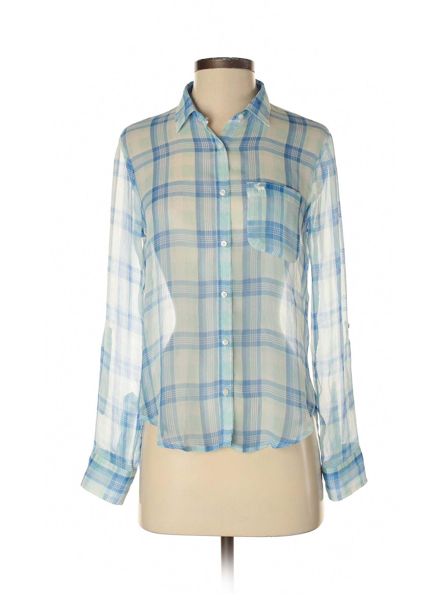 Abercrombie & Fitch Women Blue Long Sleeve Blouse XS | eBay