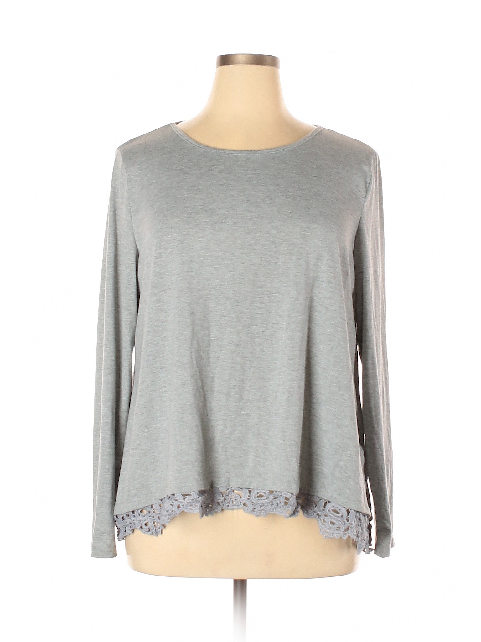 Zanzea Collection 100% Polyester Solid Gray Long Sleeve Top Size XL ...