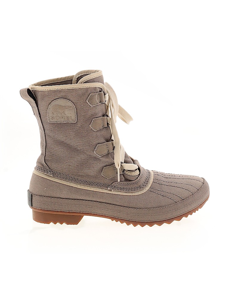 sorel gray and tan boots