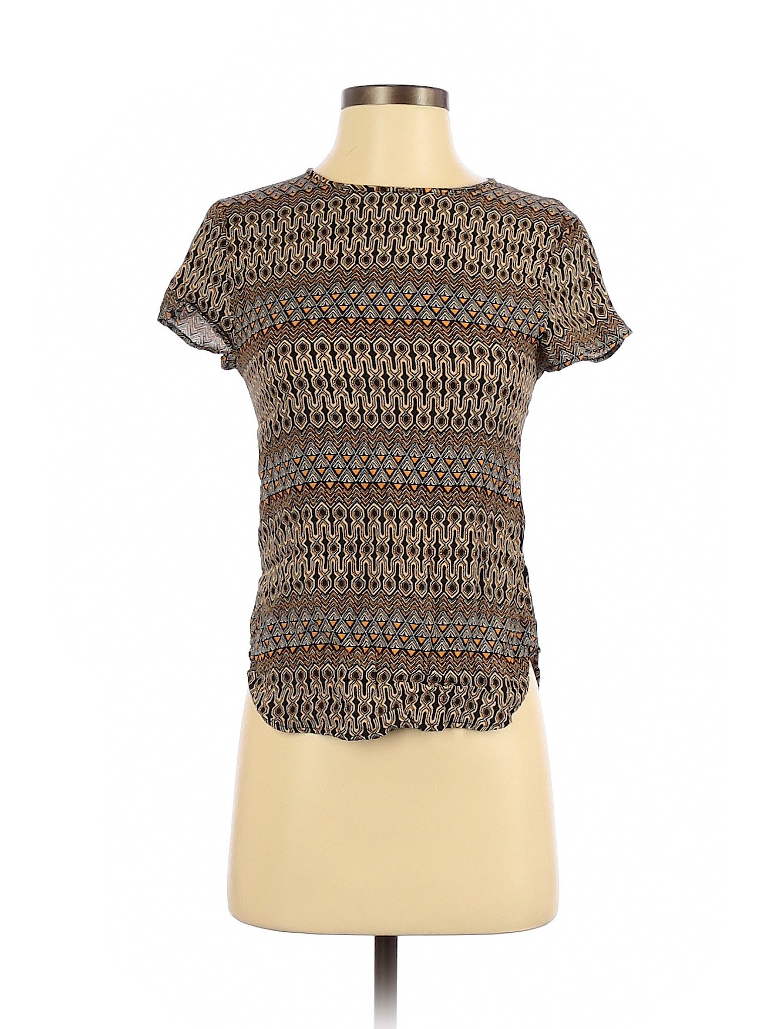 brown short sleeve blouse