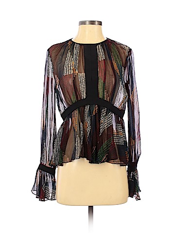 Cinq à Sept Long Sleeve Silk Top (view 1)