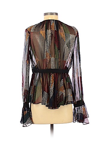 Cinq à Sept Long Sleeve Silk Top (view 2)