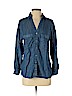 Zara 100% Tencel Blue Long Sleeve Button-Down Shirt Size XS - photo 1