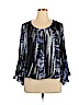AB Studio 100% Polyester Black 3/4 Sleeve Blouse Size 1X - photo 1