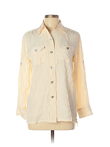 DKNY Long Sleeve Silk Top (view 1)