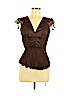 Diane von Furstenberg 100% Silk Brown Short Sleeve Silk Top Size 6 - photo 1