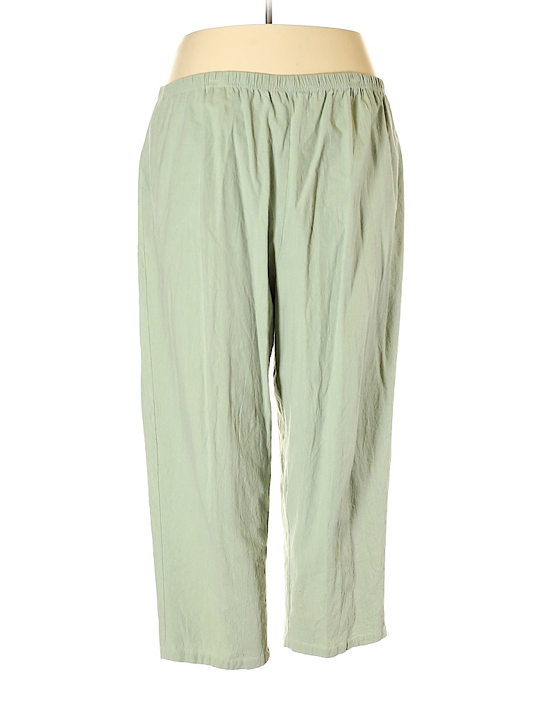 Vicki Wayne's 100% Cotton Solid Green Casual Pants Size 4X (Plus) - 62% ...