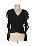 BCBGMAXAZRIA Black Short Sleeve Blouse Size L - photo 1