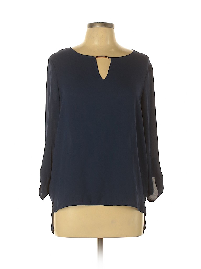 Atmosphere 100% Polyester Solid Blue 3/4 Sleeve Blouse Size 10 - 83% ...