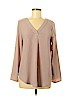 Peach Love Cream California 100% Polyester Tan Long Sleeve Blouse Size M - photo 1