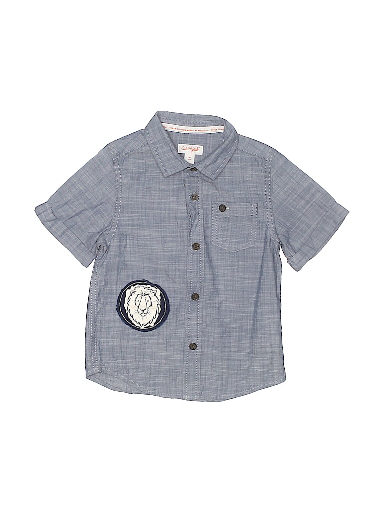 Cat & Jack 100% Cotton Blue Short Sleeve Button-Down Shirt Size 4T - photo 1