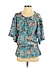 Trina Turk 100% Silk Blue Short Sleeve Silk Top Size S - photo 1