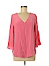 Ecru 100% Polyester Pink 3/4 Sleeve Blouse Size M - photo 1