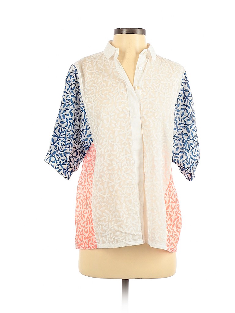 Thierry Colson 100% Cotton White Short Sleeve Blouse Size XS - photo 1