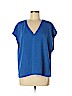 Zara 100% Polyester Blue Short Sleeve Blouse Size M - photo 1