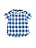 Burberry 100% Cotton Checkered-gingham Blue Short Sleeve Button-Down Shirt 9-12 MO / 12 MO - photo 1