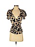 Diane von Furstenberg Tan Short Sleeve Silk Top Size 4 - photo 1