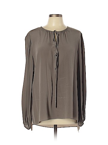 BCBGMAXAZRIA Long Sleeve Silk Top (view 1)