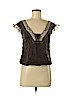 Free People 100% Silk Brown Short Sleeve Silk Top Size 6 - photo 1