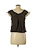 Free People 100% Silk Brown Short Sleeve Silk Top Size 6 - photo 2
