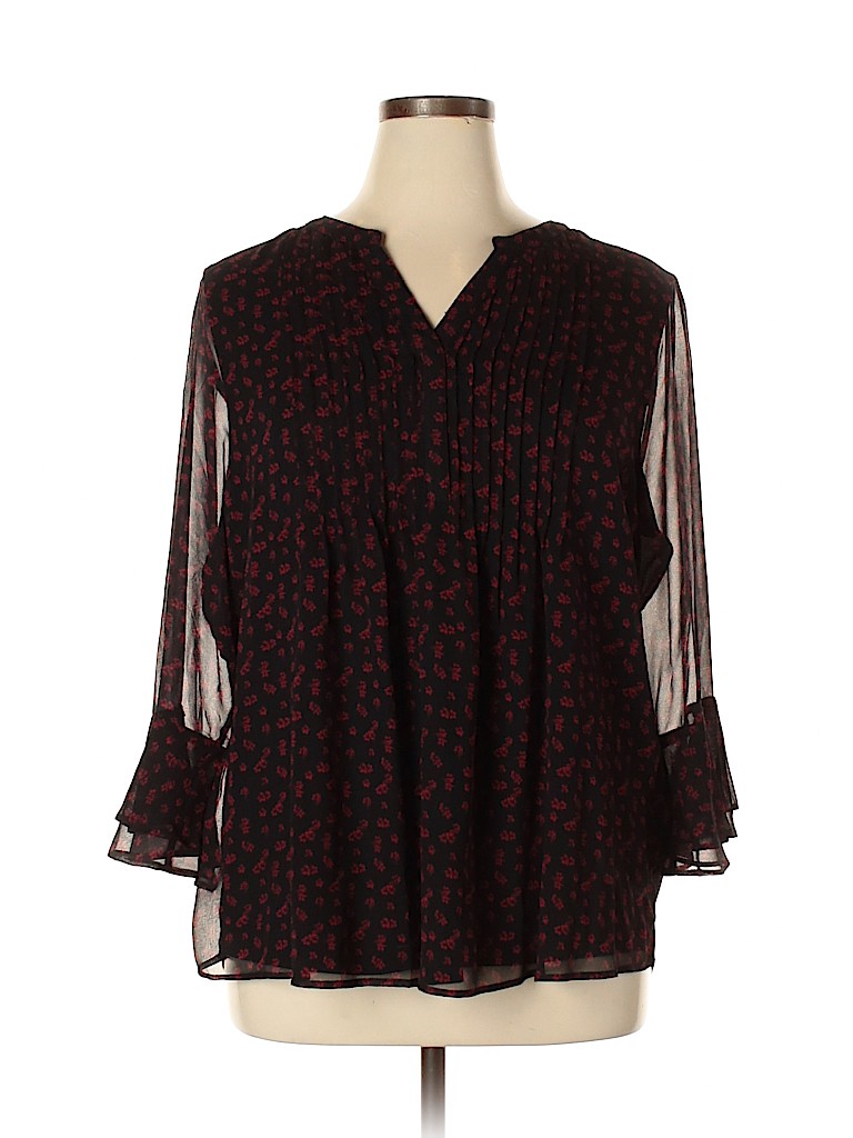 Charter Club 100% Polyester Black Long Sleeve Blouse Size XL - photo 1