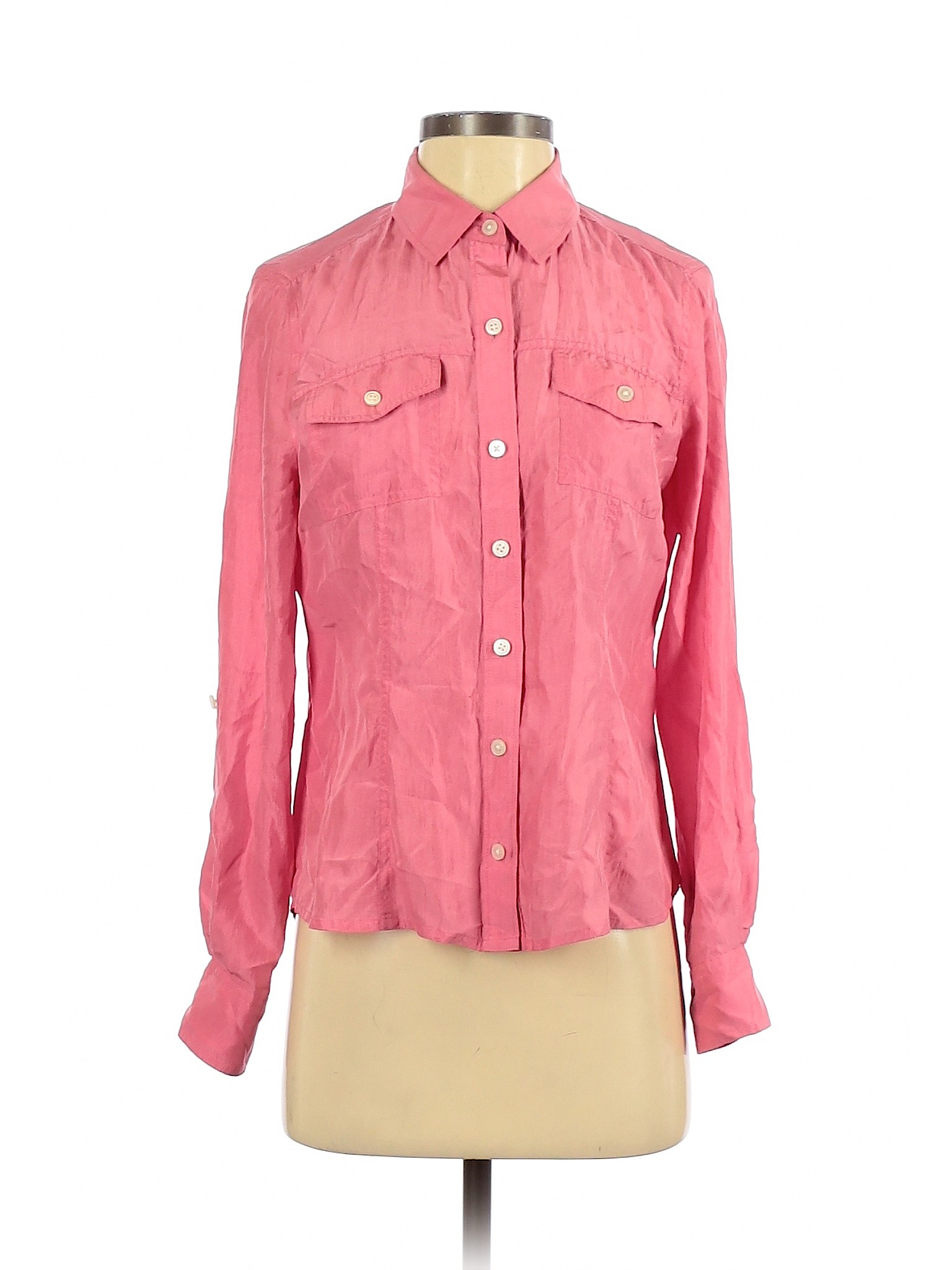 Banana Republic Women Pink Long Sleeve Button-Down Shirt S | eBay