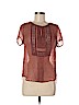 Meadow Rue Brown Short Sleeve Silk Top Size M (petite) - photo 1