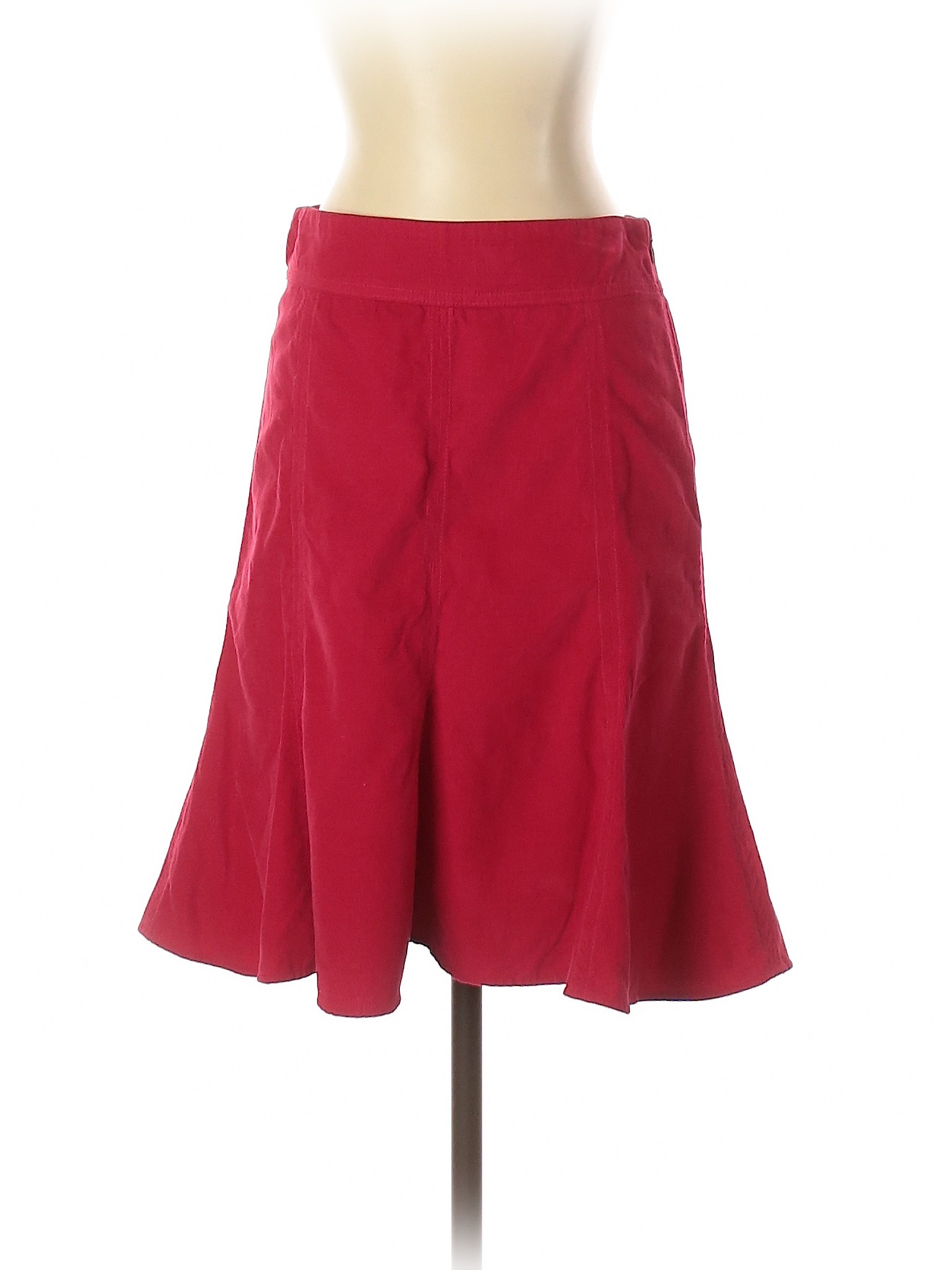 Anthropologie 100 Cotton Solid Red Casual Skirt Size 00 75 Off