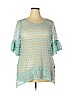 Lane Bryant 100% Polyester Green Short Sleeve Top Size 14 - 16 Plus - photo 1