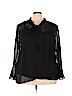 AGB 100% Polyester Black Long Sleeve Blouse Size 3X - photo 1