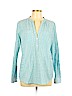 MICHAEL Michael Kors Blue Long Sleeve Blouse Size L - photo 1