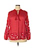 Elie Tahari 100% Ramie Red Long Sleeve Button-Down Shirt Size XL - photo 1