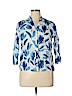 Alfred Dunner 100% Cotton Blue 3/4 Sleeve Button-Down Shirt Size 16 (petite) - photo 1