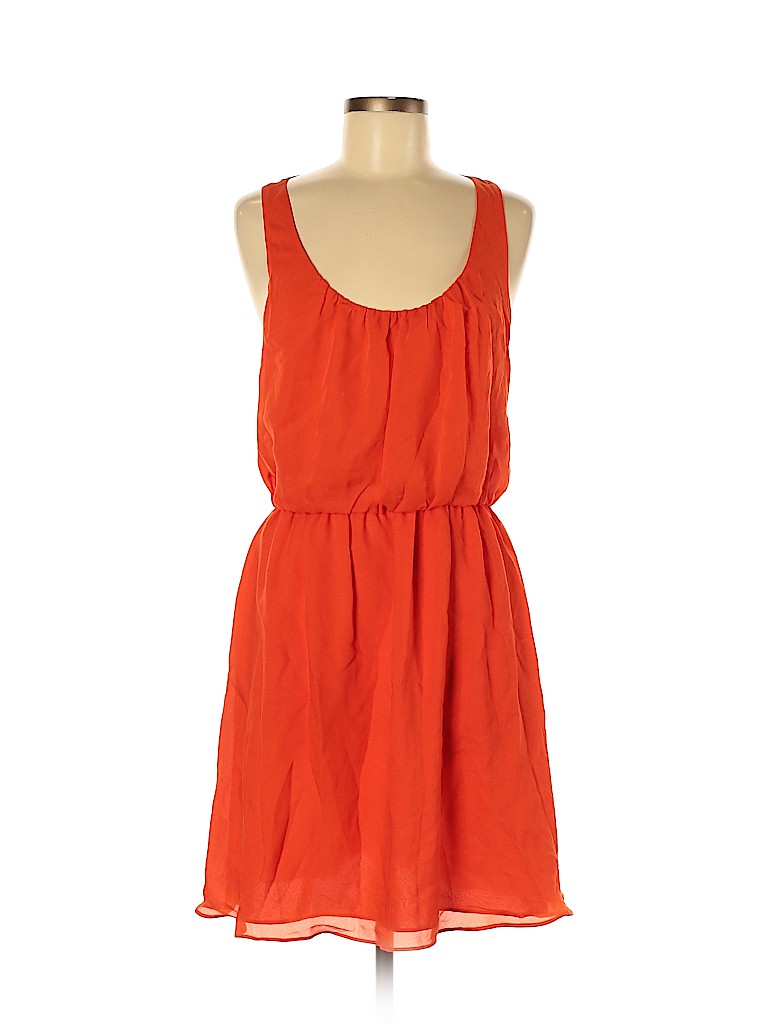 Alice + Olivia 100% Polyester Solid Orange Casual Dress Size M - 79%