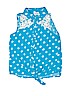 Justice 100% Rayon Polka Dots Blue Sleeveless Button-Down Shirt Size 12 - photo 1