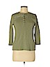 Chaps 100% Cotton Green 3/4 Sleeve Henley Size L (petite) - photo 1