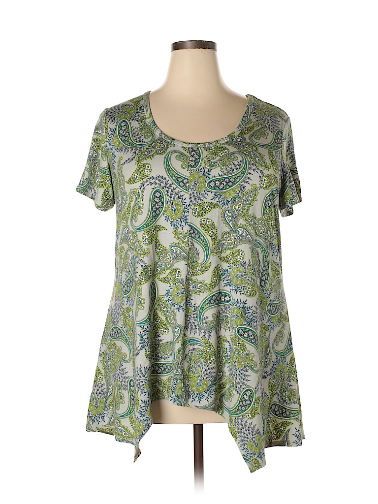 Philosophy Republic Clothing Paisley Green Gray Short Sleeve Top Size ...