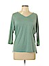 Color Thread 100% Polyester Teal 3/4 Sleeve Top Size L - photo 1