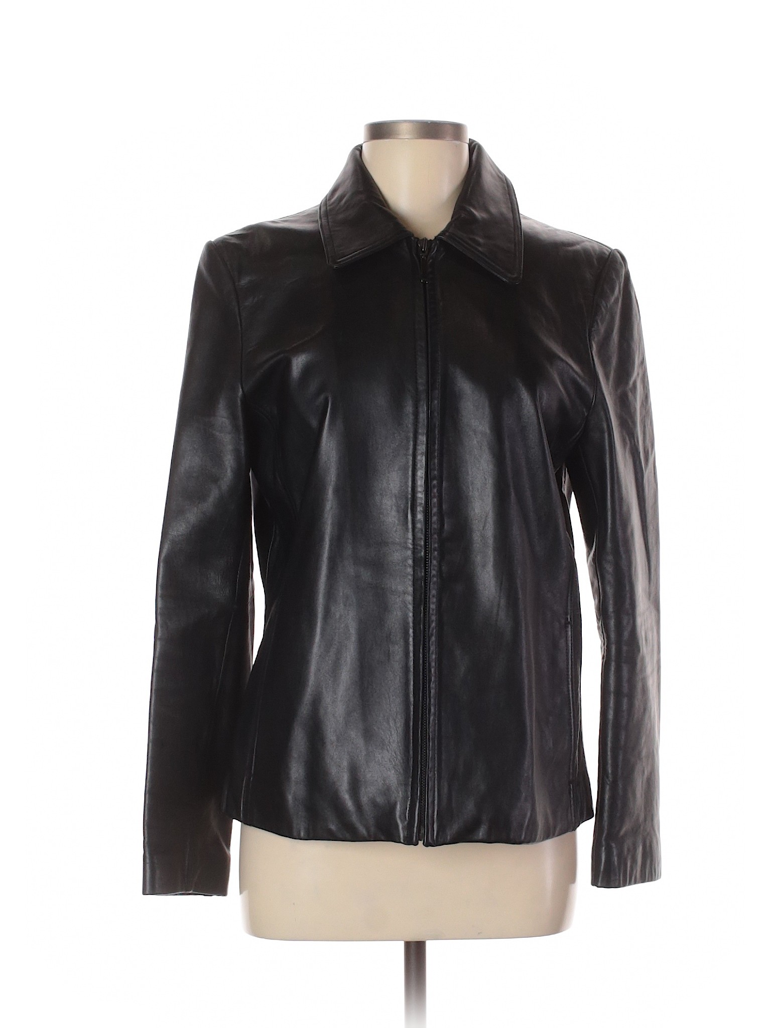 Nine West Women Black Leather Jacket M | eBay