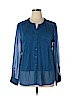 Ann Taylor Blue Long Sleeve Blouse Size XL - photo 1