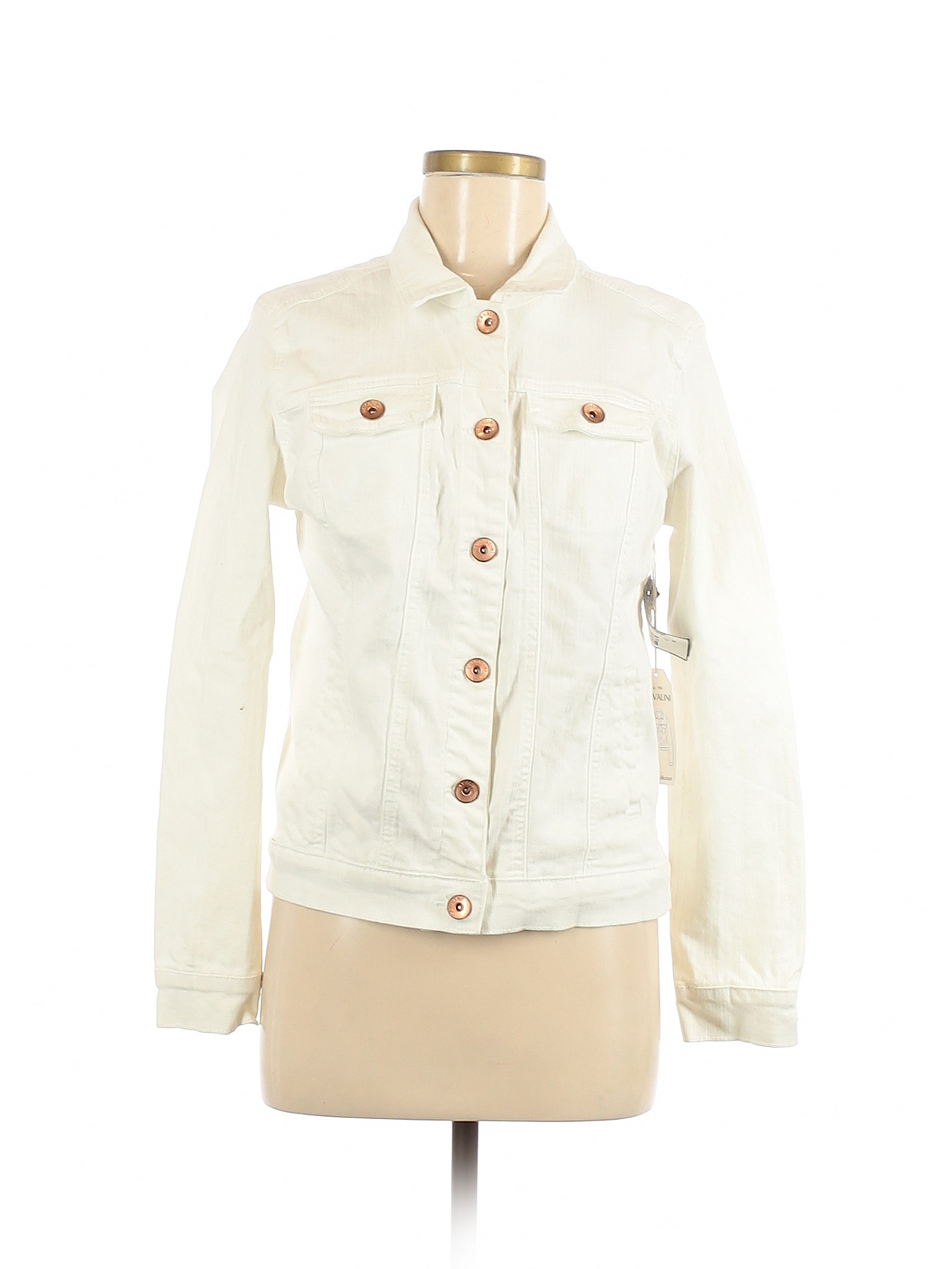 Cavalini Denim Collection Solid Ivory White Denim Jacket Size M - 59% ...