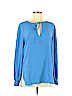 Tibi 100% Silk Blue Long Sleeve Silk Top Size 4 - photo 1