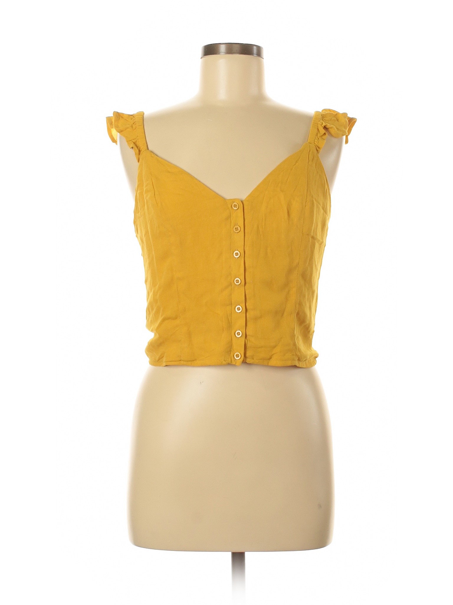 Charlotte Russe 100% Rayon Solid Yellow Sleeveless Blouse Size M - 81% ...