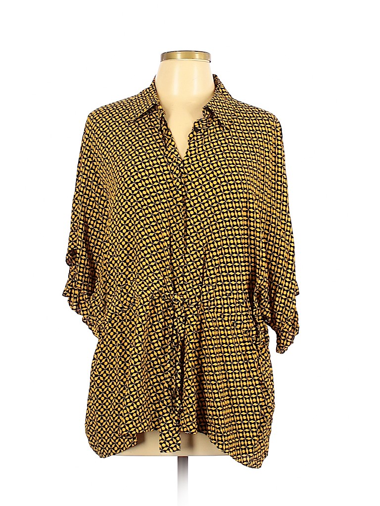 Zara Yellow 3/4 Sleeve Blouse Size L - photo 1