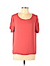 Ann Taylor LOFT 100% Polyester Orange Short Sleeve Blouse Size L (petite) - photo 1
