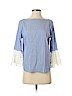 Zara 100% Cotton Blue 3/4 Sleeve Blouse Size S - photo 1