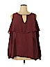 Eyeshadow 100% Polyester Burgundy Short Sleeve Blouse Size 1X - photo 1