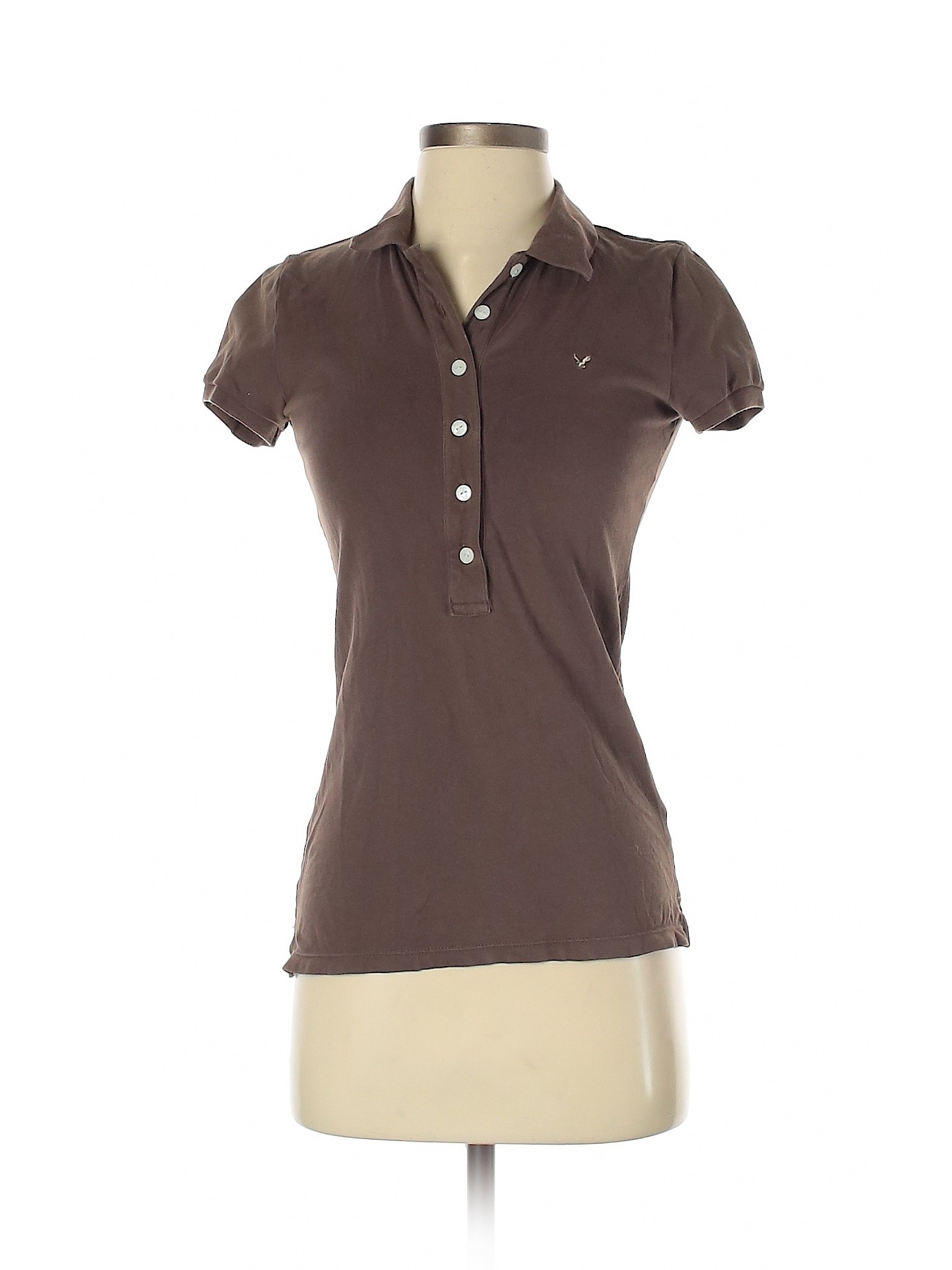 American Eagle Outfitters Women Brown Short Sleeve Polo S | eBay