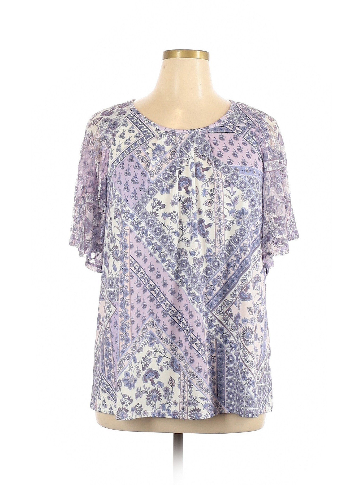 Roz & Ali Women Purple Short Sleeve Top 1X Plus | eBay